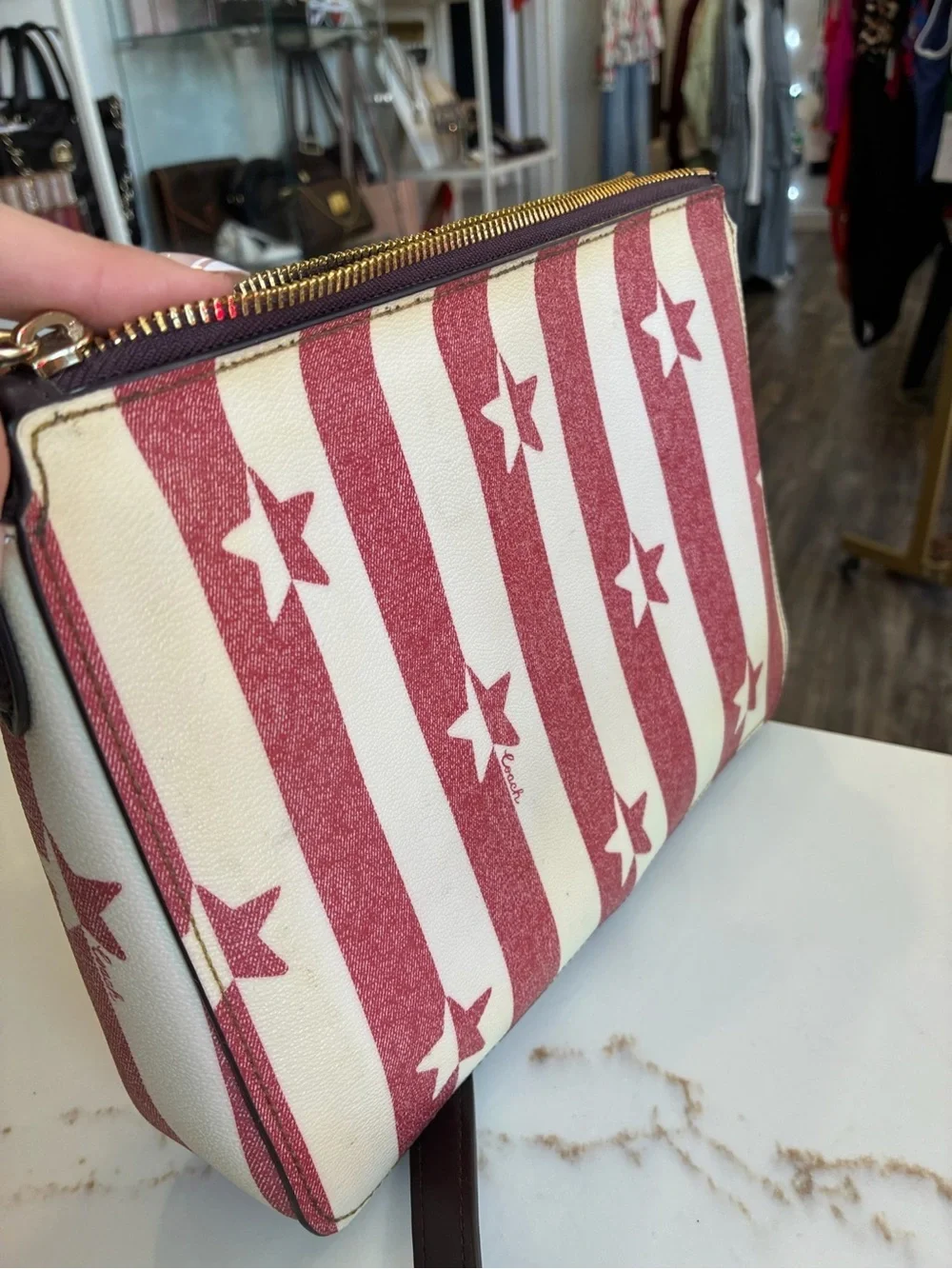 Coach Red and White Star Stripe Crossbody Bag